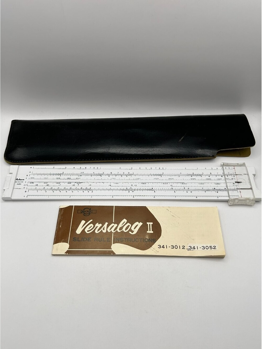 Vintage Pickett Microline 120 Slide Rule with Case & Versalog II Manual Book